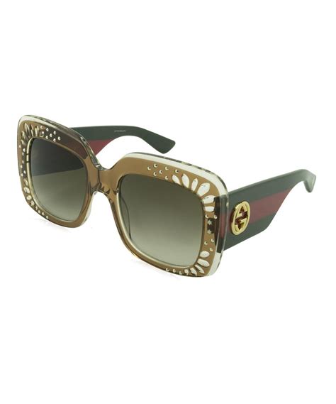 gucci sunglasses red green stripe|Gucci green square sunglasses.